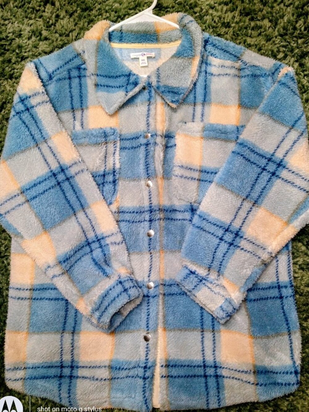 Sugar & Jade Blue Plaid Sherpa Shacket Girls XXL Women’s S-M